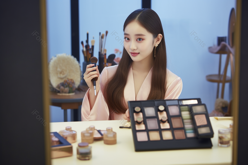 电商美女主播网络直播推荐化妆品摄影图,高清,摄影图,摄影图片,图片大全,摄影图免费下载